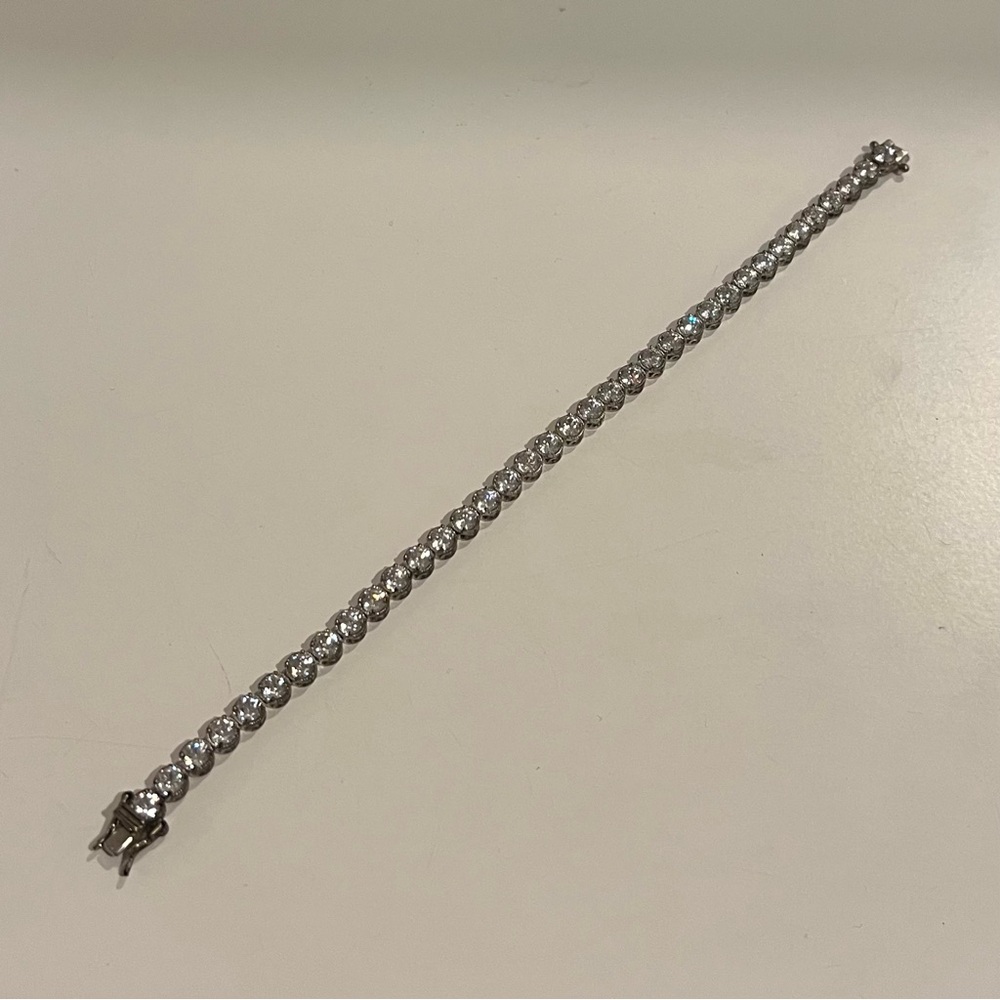 Diamonique Elegant Silver Tennis Bracelet - Picture 5 of 7